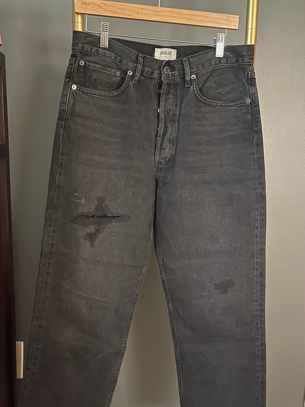Agolde 90s Crop Washed Black Straight Jeans
